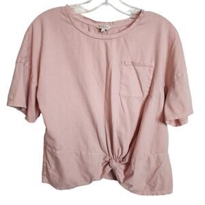 Lucky Brand Knot Front Crop Pocket Tee, Medium